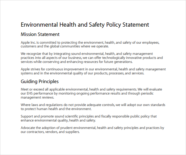 FREE 9+ Sample Safety Statement Templates in PDF