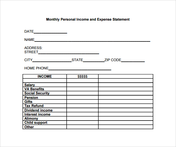 income and expense report template