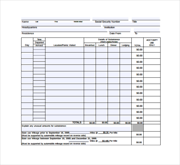 sample expense statement template1