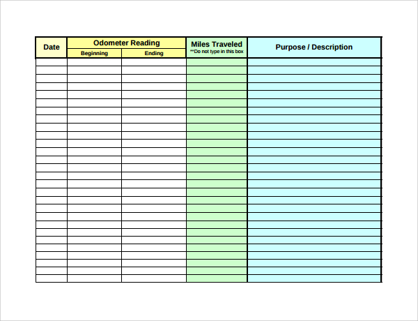 vehicle expense log template