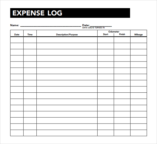 expense log template1