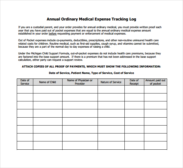 medical expense tracker spreadsheets free printable pdf