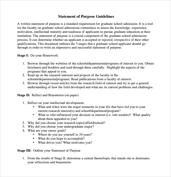 graduate school purpose statement template