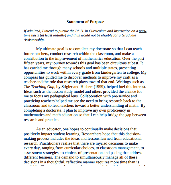 purpose statement examples for research papers