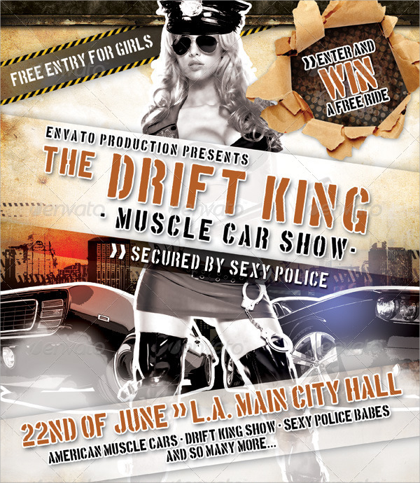 muscle car show flyer template