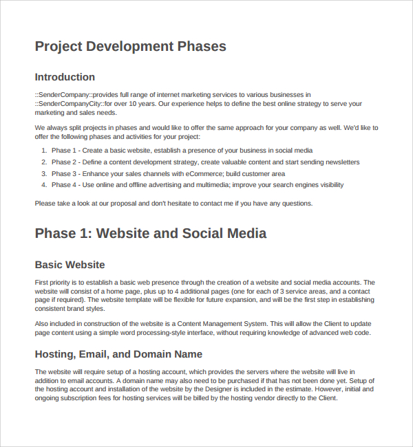 Website Development Proposal Template Word