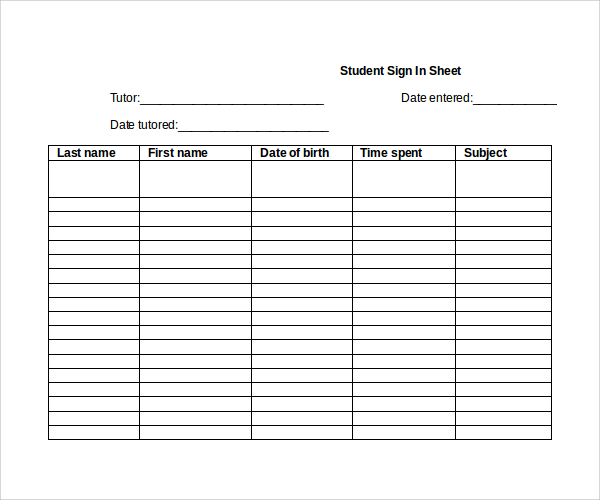 FREE 6+ Sample Student Sign In Sheet Templates in MS Word PDF