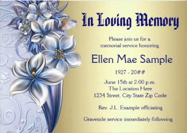 Memorial Service Invitation Cards | Arts - Arts