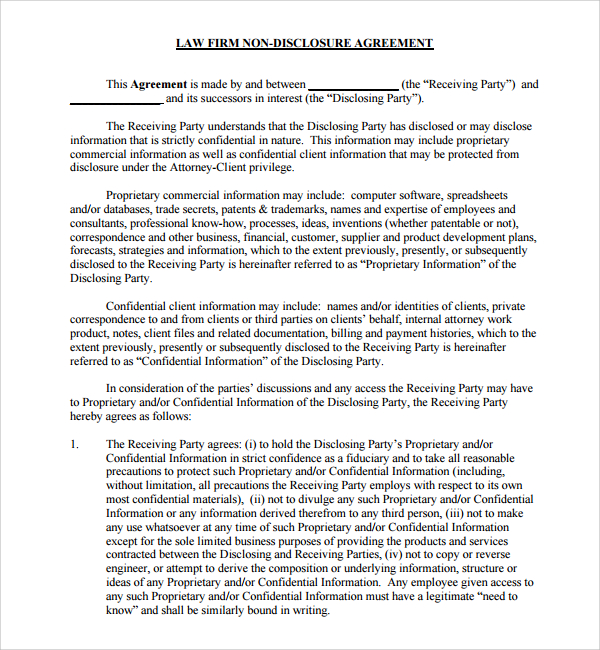 law firm employee confidentiality agreement