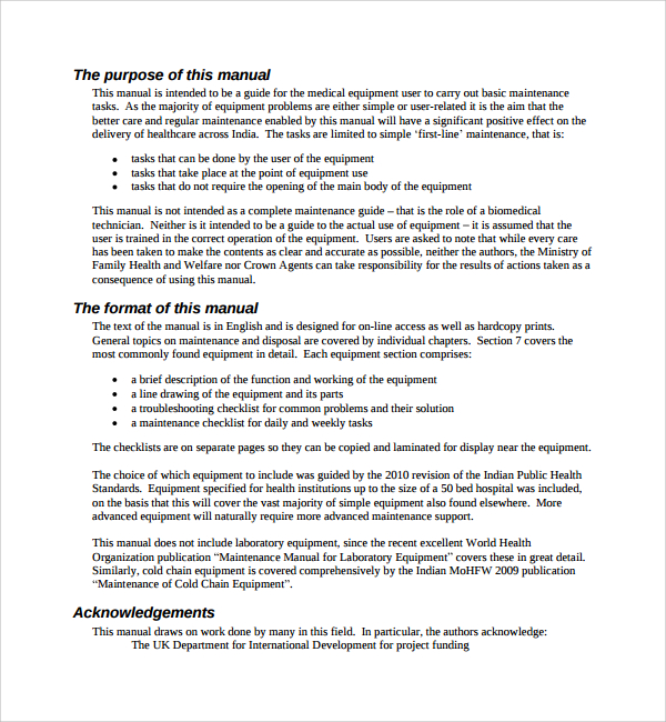 Operation And Maintenance Manual Template Pdf Template