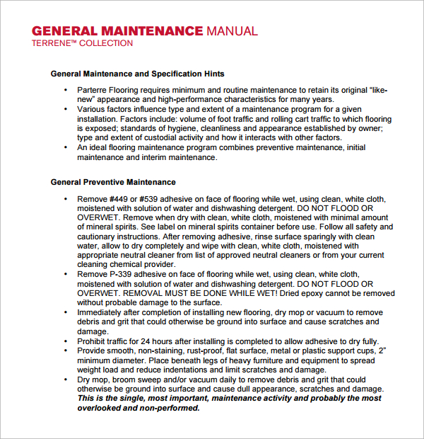 9 Maintenance Manual Templates to Download Sample Templates