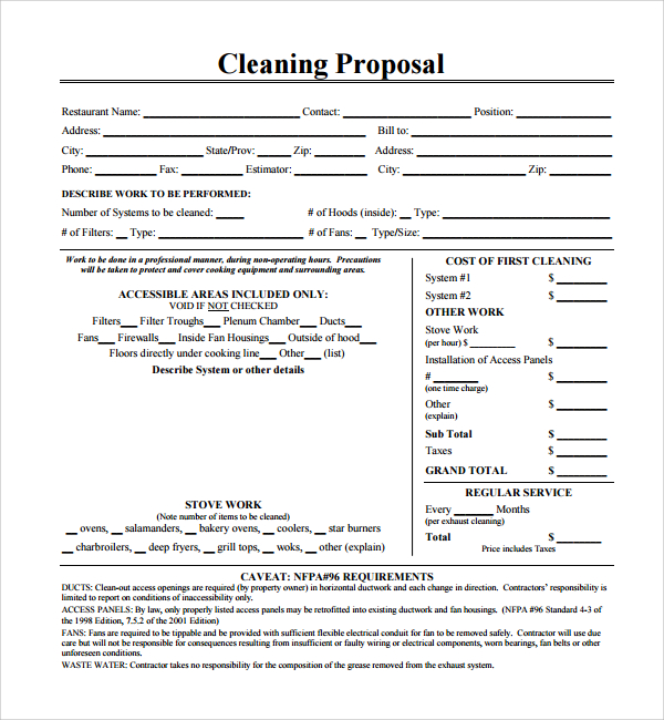 simple cleaning proposal template%ef%bb%bf