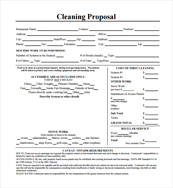 FREE 19+ Cleaning Proposal Samples in PDF MS Word Google Docs Pages