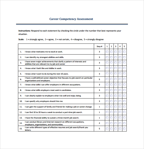 FREE 6+ Sample Competency Assessment Templates in PDF | MS Word