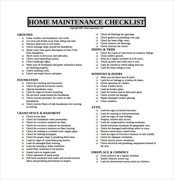 summer home maintenance checklist