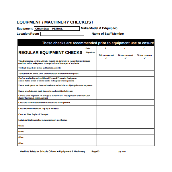 FREE 30+ Maintenance Checklist Templates in PDF MS Word Excel