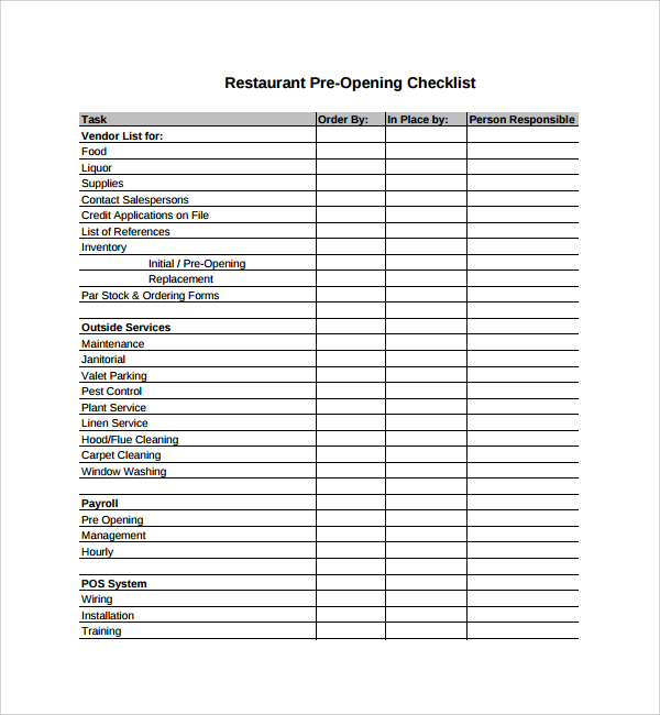 Restaurant Closing Checklist Template from images.sampletemplates.com