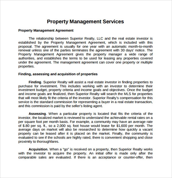 FREE 15  Sample Property Management Proposal Templates in PDF MS Word