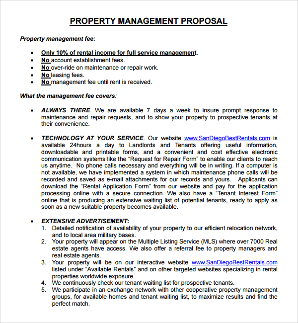 FREE 15  Sample Property Management Proposal Templates in PDF MS Word
