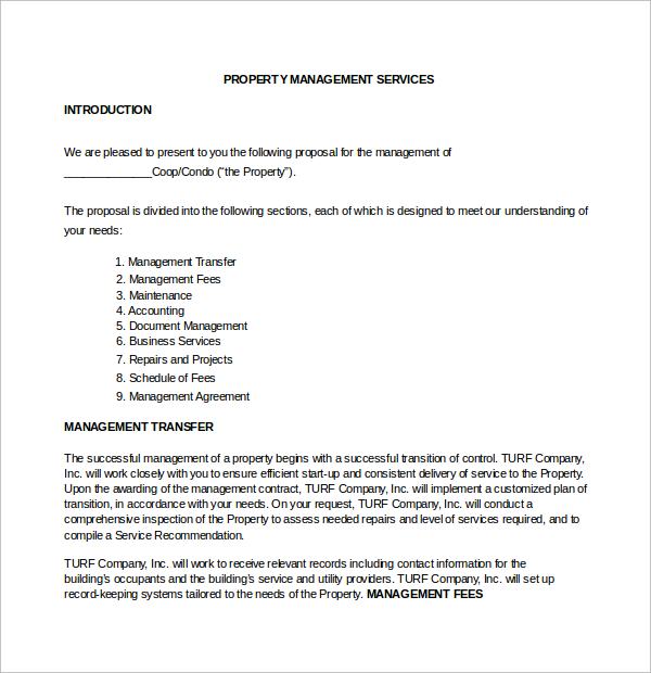 letter management of purpose a Proposal Download Property Templates to 14 Management