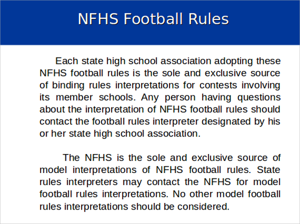 football rules powerpoint ppt