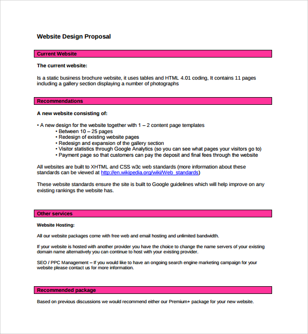 FREE 13+ Sample Web Design Proposal Templates in PDF MS Word Google