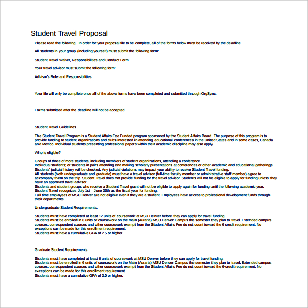 student travel proposal template%ef%bb%bf