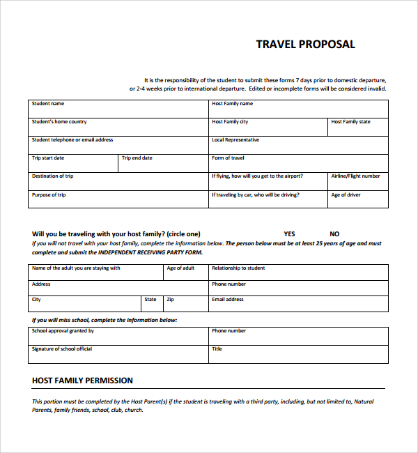 free travel proposal template