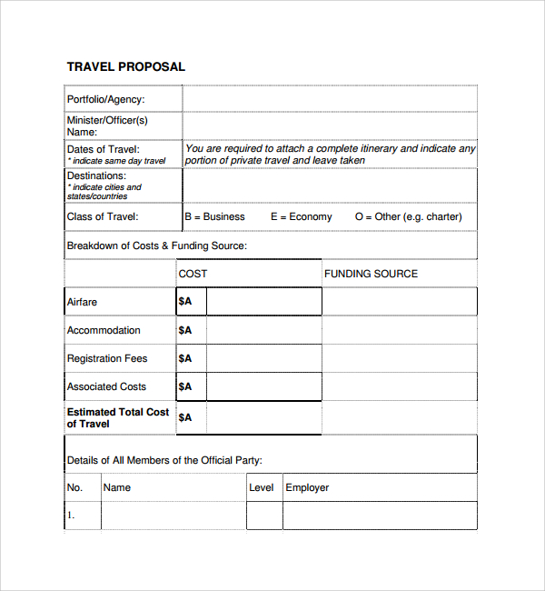 tour package proposal format