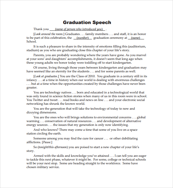 special occasion speech manuscript examples