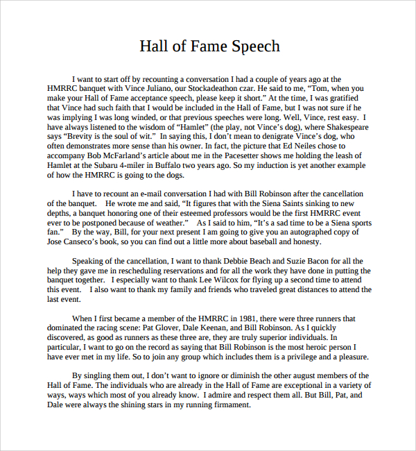 hall of fame acceptance speech example template%ef%bb%bf