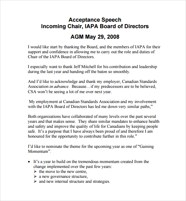 FREE 10+ Acceptance Speech Example Templates in PDF