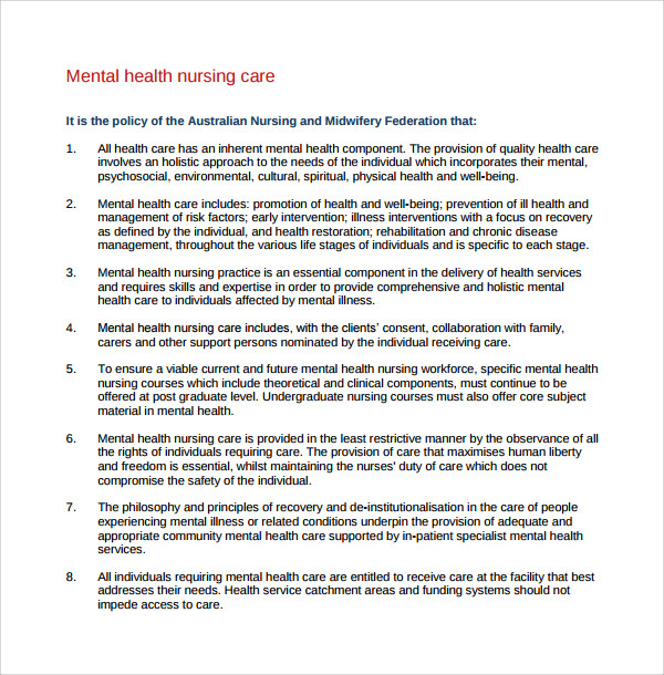 care plan mental health