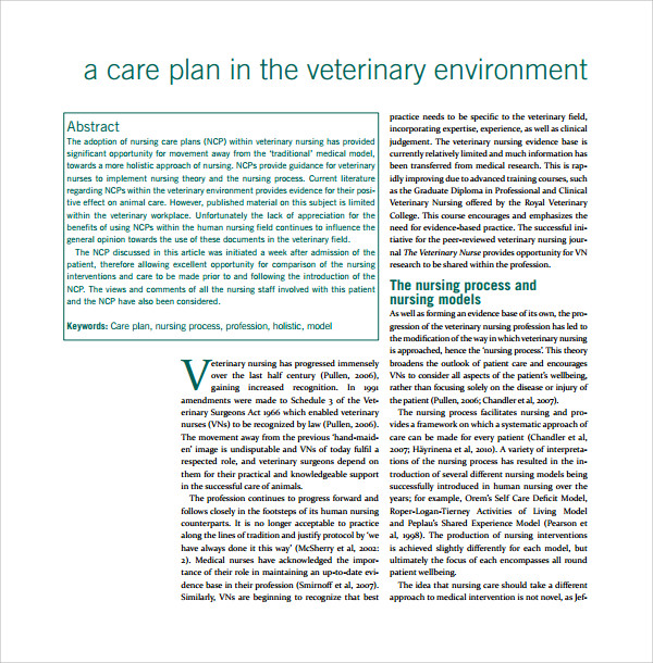 veterinary nursing care plan template%ef%bb%bf