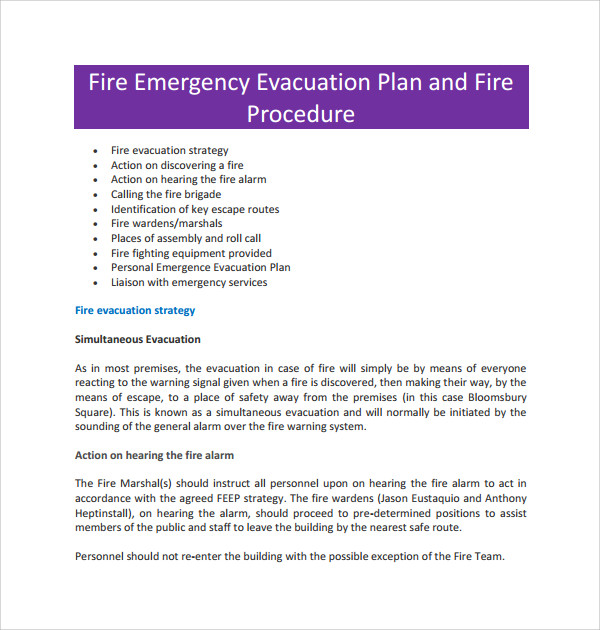 Osha Emergency Action Plan Template