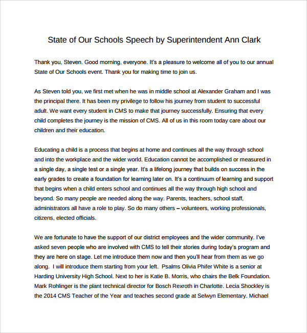 elementary school graduation speech examples template