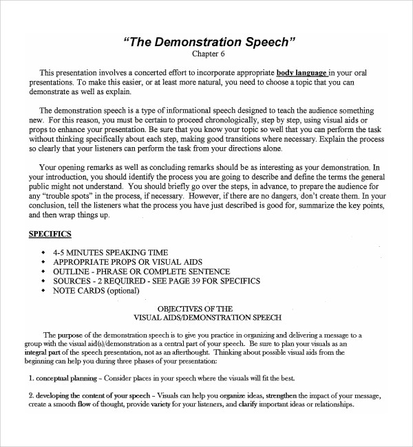 Demonstration Speech Examples