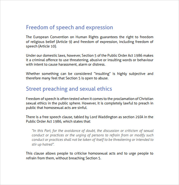 8-freedom-of-speech-example-templates-sample-templates