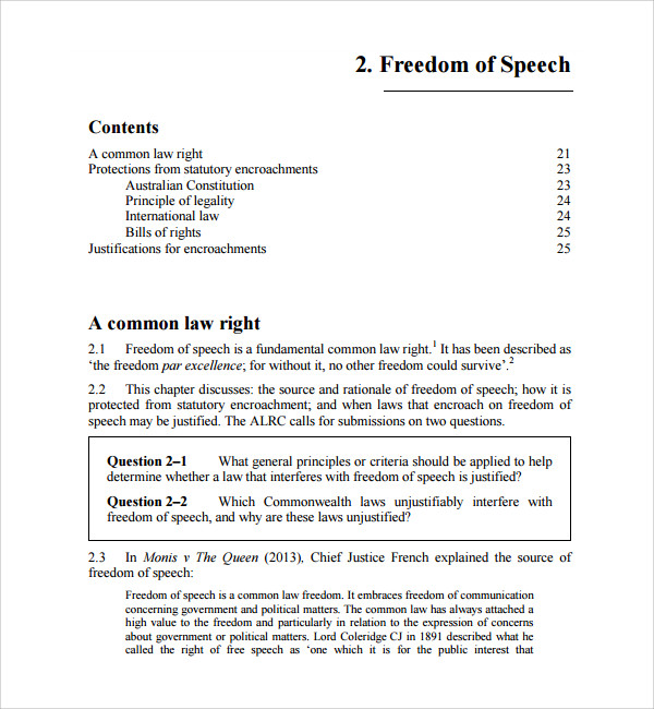freedom of speech example template