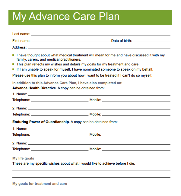 Printable Chronic Care Management Care Plan Template