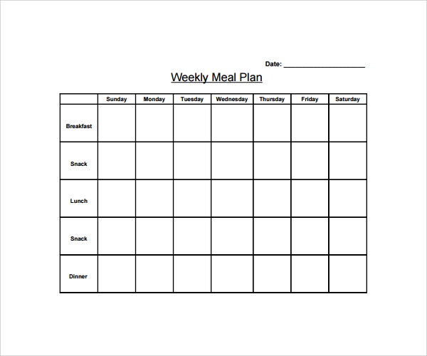 weekly meal plan template