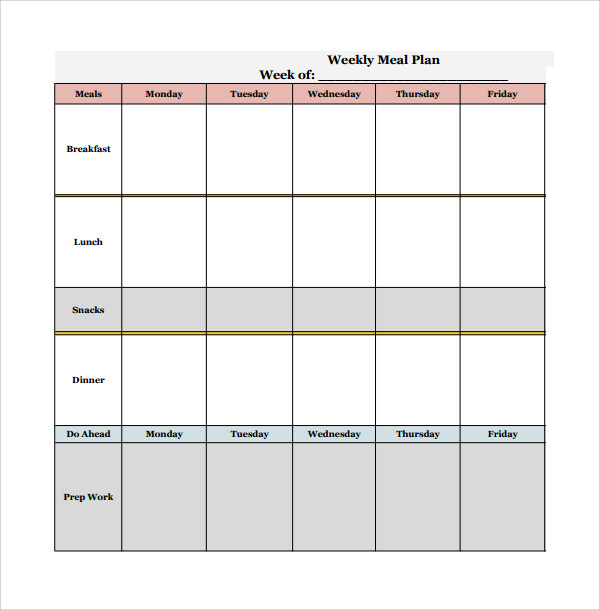 FREE 14+ Sample Weekly Meal Plan Templates in PDF | MS Word