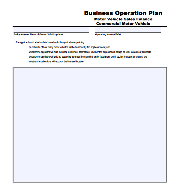 business operational plan template