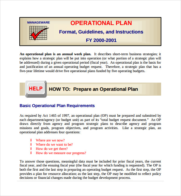 FREE 20+ Sample Operational Plan Templates In PDF | MS Word | Pages ...