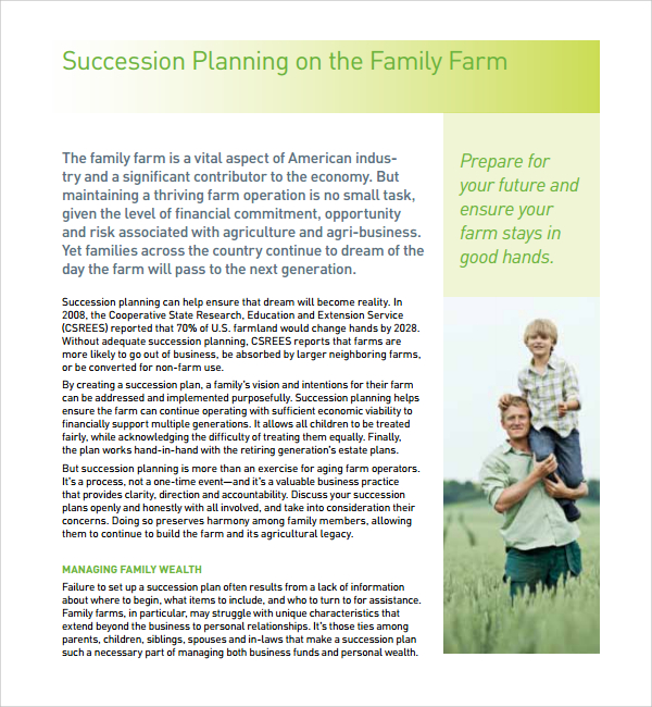 Farm Succession Planning Template