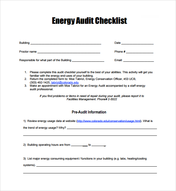 building energy audit checklist