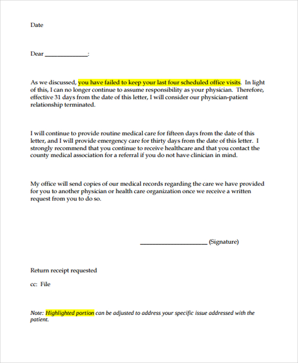 formal dismissal letter