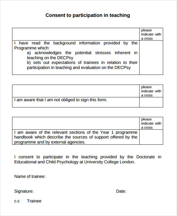 Informed Consent Experiment Example