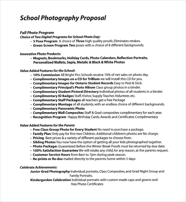 FREE 15 Sample  Photography  Proposal  Templates  in PDF MS 