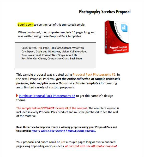 13+ Photography Proposal Templates | Sample Templates